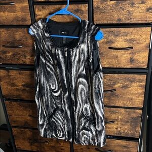 Style & Co. Black and Gray Faux Fur Vest